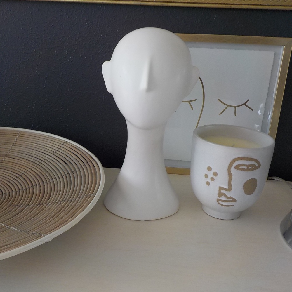 Tall Neck White Ceramic Head Statue